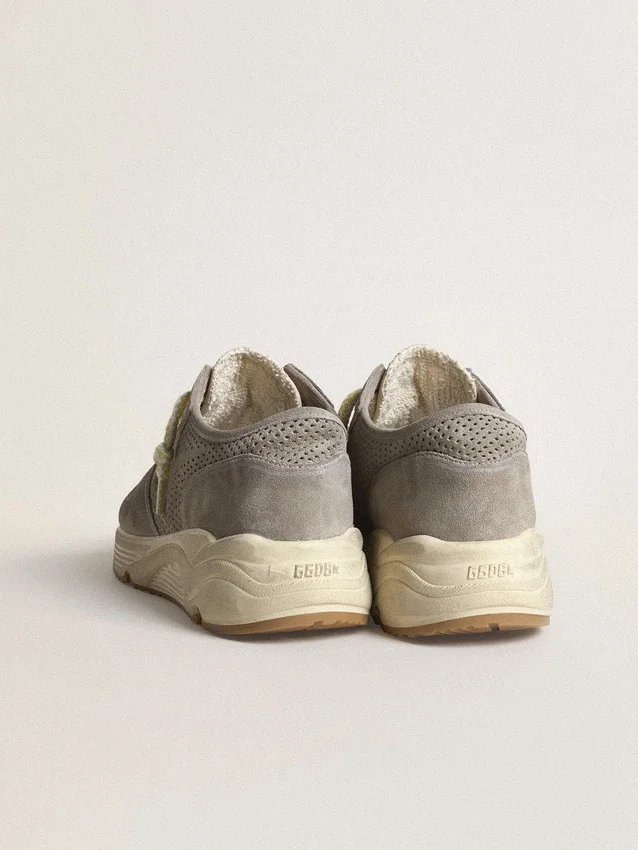 Damskor med Running Sole i grå mocka med grå mockastjärna och hälflik