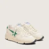 Damskor med Running Sole i krämfärgat nylon och läder med grön läderstjärna