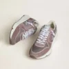 Damskor med Running Sole i lavendelfärgat nylon och mocka med tryckt stjärna och hälflik i silverläder