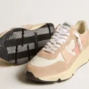 Damskor med Running Sole i mesh och mocka med rosa stjärna och silverfärgad hälflik