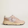 Damskor med Running Sole i mesh och nubuck med stjärna i silvermetalliskt läder