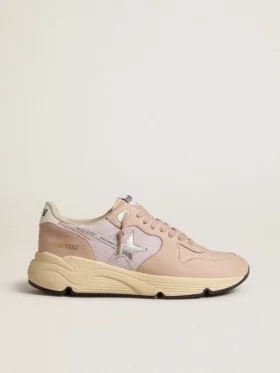 Damskor med Running Sole i mesh och nubuck med stjärna i silvermetalliskt läder
