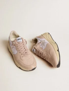 Damskor med Running Sole i mesh och nubuck med stjärna i silvermetalliskt läder