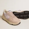 Damskor med Running Sole i mesh och nubuck med stjärna i silvermetalliskt läder
