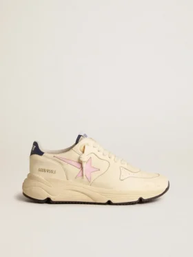 Damskor med Running Sole i nappaläder med rosa läderstjärna och blå läderflik på hälen