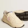 Damskor med Running Sole i nappaläder med rosa läderstjärna och blå läderflik på hälen