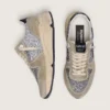 Damskor med Running Sole i silverglitter och duvgrå mocka