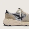 Damskor med Running Sole i silverglitter och duvgrå mocka