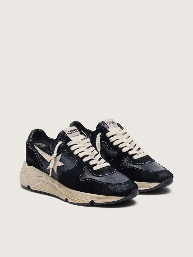 Damskor med Running Sole i svart nappa och mocka