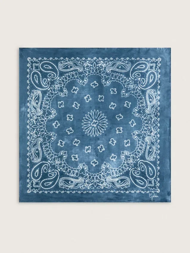 Denimblu Golden Collection-halsduk med paisleymönster