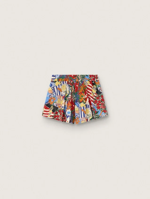 Flickor shorts med flerfärgat tryck