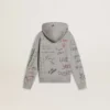 Grå barnsweatshirt med flerfärgat tryckt text