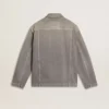 Grå denimjacka för herr med nitar