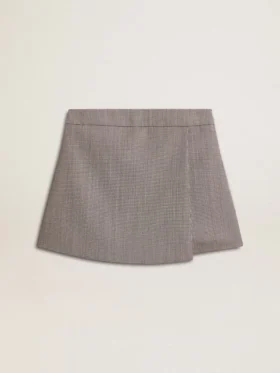 Grå minishorts för damer i houndstooth-mönstrad ull