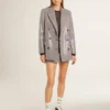 Grå minishorts för damer i houndstooth-mönstrad ull