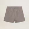 Grå minishorts för damer i houndstooth-mönstrad ull