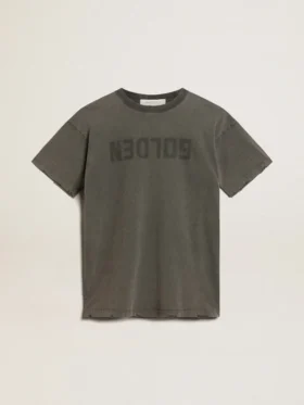 Grå T-shirtklänning för dam med slitna detaljer