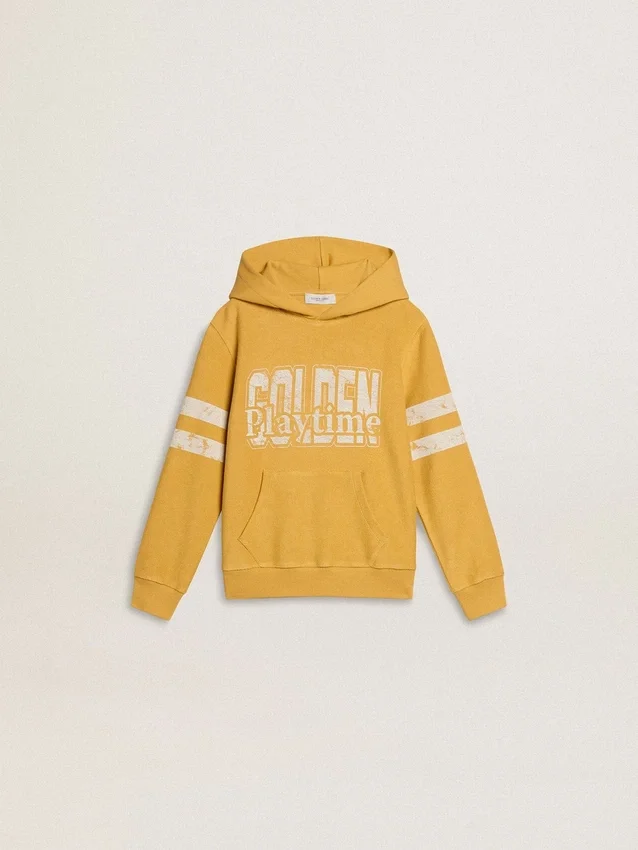 Gul barnsweatshirt med vintage-tryck