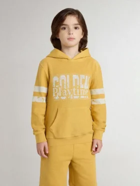 Gul barnsweatshirt med vintage-tryck