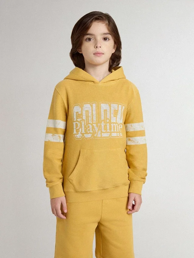 Gul barnsweatshirt med vintage-tryck