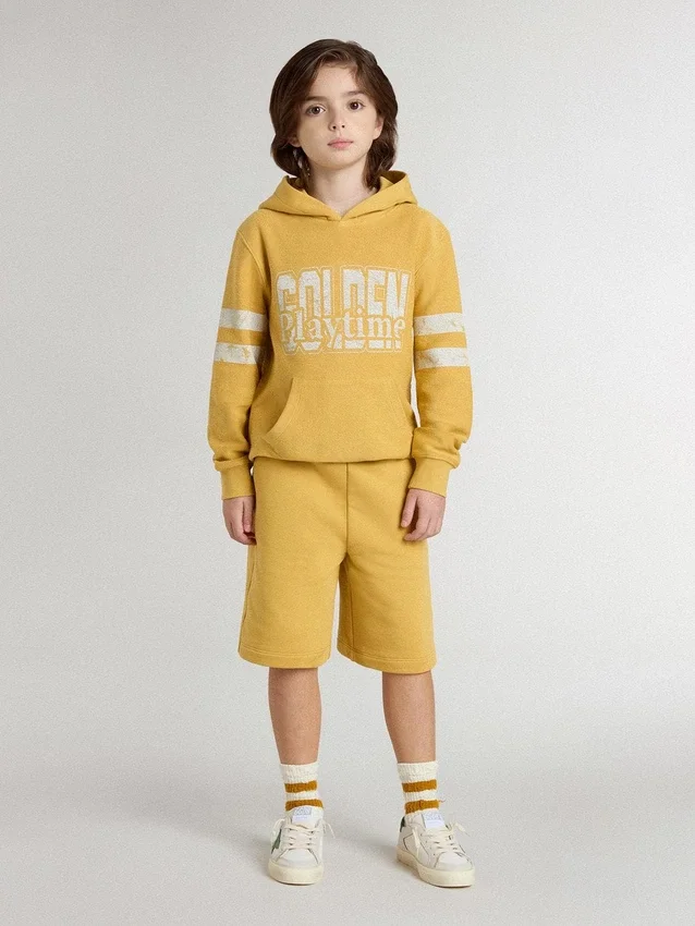 Gul barnsweatshirt med vintage-tryck