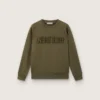 Guldfärgad unisex-tröja i militärgrön bomull med omvänt logo