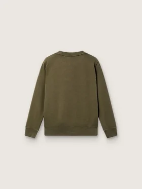 Guldfärgad unisex-tröja i militärgrön bomull med omvänt logo