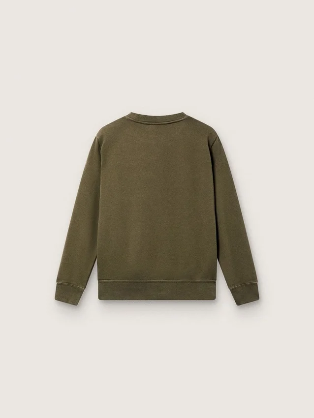 Guldfärgad unisex-tröja i militärgrön bomull med omvänt logo