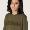 Guldfärgad unisex-tröja i militärgrön bomull med omvänt logo