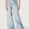 Guldfärgade bootcut-jeans för flickor i ljusblå denim med broderad logotyp