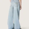 Guldfärgade bootcut-jeans för flickor i ljusblå denim med broderad logotyp