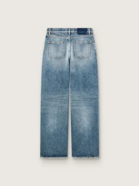 Guldfärgade boyfriend-jeans för damer i stentvättad ljusblå denim