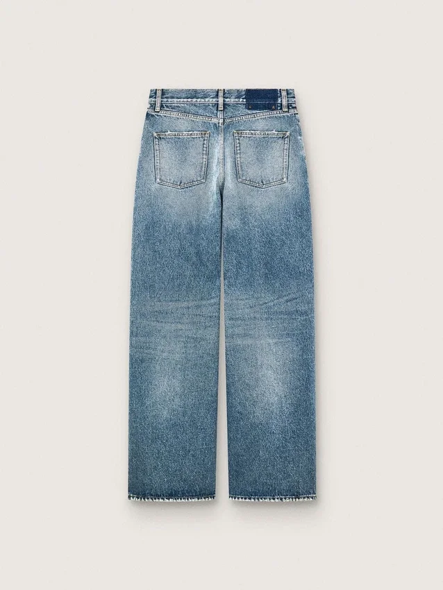Guldfärgade boyfriend-jeans för damer i stentvättad ljusblå denim
