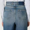 Guldfärgade boyfriend-jeans för damer i stentvättad ljusblå denim