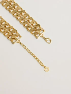 Halsband i antikguldfärgad flätad kedja med stjärnformat lås