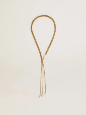 Halsband med antikguldfärgade kedjor med pärlor