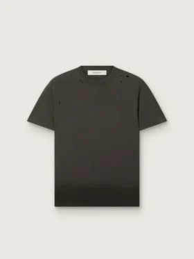 Herr-T-shirt i antracitfärgad bomullsjersey med perforerat hjärta