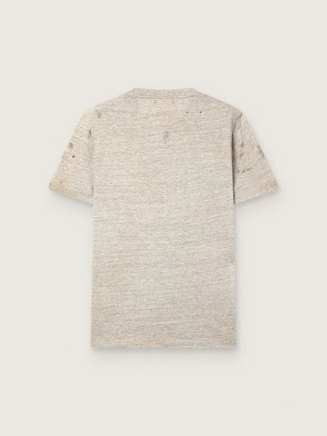 Herr-T-shirt i grå melerad jersey med vintage-tryck