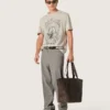 Herr-T-shirt i grå melerad jersey med vintage-tryck