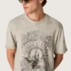 Herr-T-shirt i grå melerad jersey med vintage-tryck