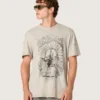 Herr-T-shirt i grå melerad jersey med vintage-tryck