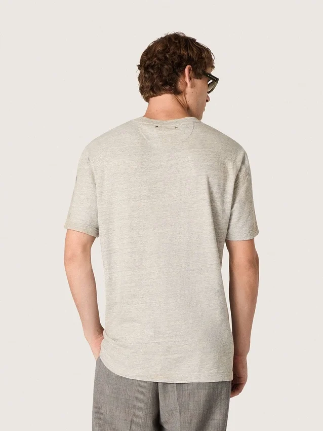 Herr-T-shirt i grå melerad jersey med vintage-tryck