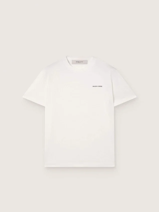 Herr-T-shirt i vintagevit bomullsjersey