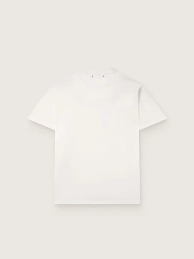 Herr-T-shirt i vintagevit bomullsjersey