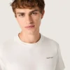 Herr-T-shirt i vintagevit bomullsjersey