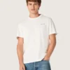 Herr-T-shirt i vintagevit bomullsjersey