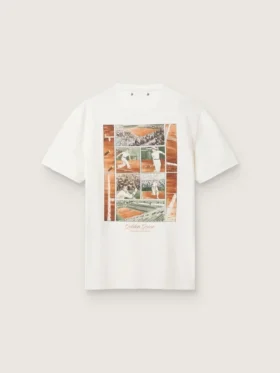 Herr-T-shirt med tryck på ryggen