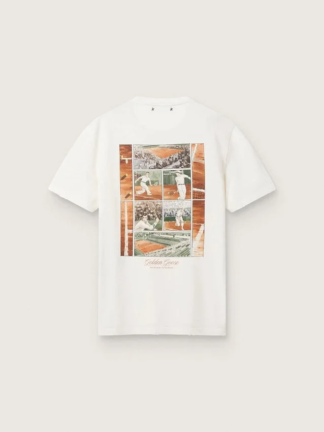 Herr-T-shirt med tryck på ryggen