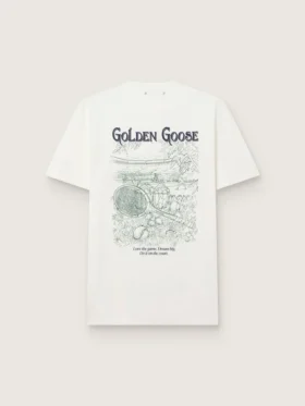 Herr-T-shirt med tryck på ryggen