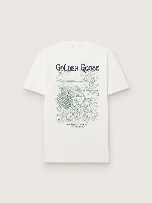 Herr-T-shirt med tryck på ryggen